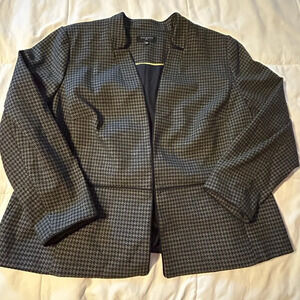 Talbots Jacket Womens 20W Navy Houndstooth Blazer Career Office